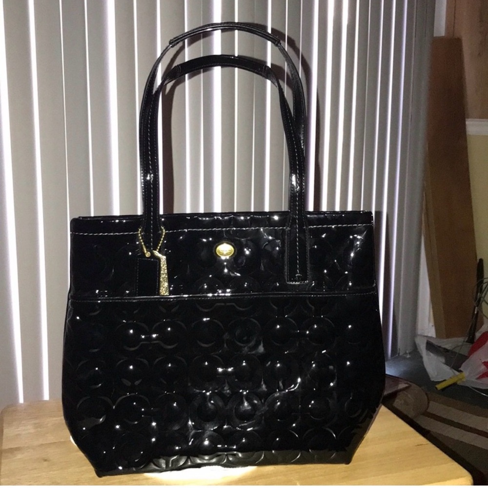 Coach Black Patent Leather Tote
